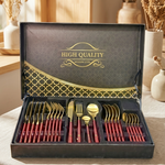 HB-A01-3R Cutlery Set 24Pcs G+Red 12c
