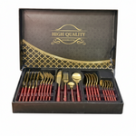 HB-A01-3R Cutlery Set 24Pcs G+Red 12c