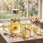 Danny Home 5-Piece Hammered Glass Pitcher and Tumbler Drinkware Set with Stainless Steel Infuser Lid (1790ml) - XF5T-04