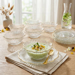 Luxurious Gold-Rimmed Fluted Glass Piyali with Matching Saucers – Set of 6