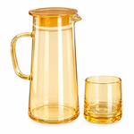 Amber Gold Glass Beverage Set (7-Piece)  Premium Water Jug Pitcher with 6 Drinking Glasses