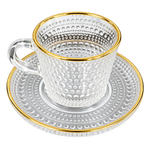 Luxury Gold Rim 6-Piece Clear Glass Tea & Coffee Cup Set with Saucers (150ml)