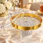 Premium Acrylic Dry Fruit Box Large Golden Round Pedestal Candy & Nuts Serving Bowl with Lid