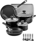 Prestige 15-Piece Non-Stick Cookware Set with Glass Lids & Kitchen Utensils