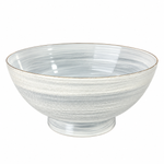 Danny Home 10-Inch White Swirl Glass Serving Bowl (25x11cm) – Gold Rimmed Deep Fruit & Salad Bowl
