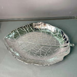 504-16 Large Leaf Silver Plastic Charger Plate
