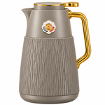 Feenik Premium Ribbed Vacuum Insulated Tea & Coffee Jug with Gold Handle 1L