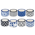Danny Home Decorative Ceramic Candle Holder Modern Mini Tealight Votive Stand with Assorted Blue, White & Black Patterns for Home Decor & Table Centerpieces