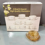 CG151 6Pcs Bowl&Dish Set Amber-Rim 8c