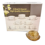 CG151 6Pcs Bowl&Dish Set Amber-Rim 8c