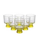 Luxury Colored Base Glass Drinkware Set (Pack of 6) - Yellow Pedestal Water & Juice Glasses