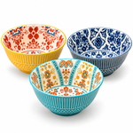 Danny Home  Assorted Pattern 4.7" Small Porcelain Bowl Set of 6 – Microwave & Dishwasher Safe Snack & Dip Bowls