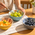 Danny Home  Assorted Pattern 4.7" Small Porcelain Bowl Set of 6 – Microwave & Dishwasher Safe Snack & Dip Bowls