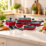 Prestige Value 9-Piece Non-Stick Cookware Set with Glass Lids & Utensils 21569