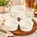 Danny Home White Ceramic Ramekin Bowls Set of 5 86ml Mini Baking & Dessert Serving Dishes