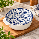 Danny Home Blue Floral Ceramic Baking Dish  6 Inch
