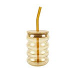 CG253 Glass With Straw Cup  Amber