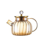 Shengya Amber Gold Electroplated Glass Teapot with Crystal Knob Lid & Filter 1000ml