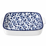 Danny Home Elegant 9" Blue & White Ceramic Rectangular Casserole & Serving Bowl