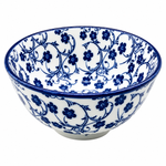 Danny Home 5" Blue Floral Porcelain Soup & Dessert Bowl
