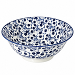 Danny Home 8-Inch Classic Navy Floral Printed Porcelain Serving Bowl