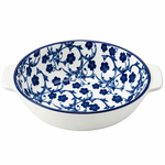 Danny Home Elegant 9" Navy & White Ceramic Casserole & Serving Bowl with Handles