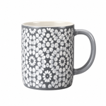 Modern Grey Geometric Patterned Porcelain Coffee Mug 350ml – Embossed Nordic Tea Mug STB46-16