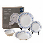 Danny Home 24 Piece Blue Floral Opalware Dinner Set  LXP24F-X
