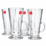 Danny Home  290ml Tall Clear Glass Latte & Cappuccino Cups with Handle (4Pcs Set) 1988-120