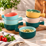 Danny Home 6.2" Ceramic Single-Handle Baking Dish for Soup, Pasta & Desserts