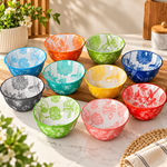 Danny Home 4.75" Porcelain Floral Dinner & Dessert Bowl Set – 10 Pcs