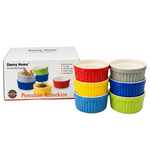 Danny Home 4.25" Ceramic Ramekins Baking & Soufflé Bowl Set – 6 Pcs Multicolor