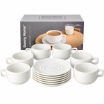 Classic Pure White Ceramic Tea Cup and Saucer 12-Piece Set 220ml – Service for 6