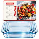 Danny Home 3-Piece Clear Glass Casserole & Baking Dish Set for Oven & Microwave ( 1Litr, 2.2Litr, 3Litr)