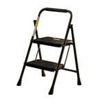 Black step ladder on a marble surface in a kitchen setting