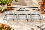 Danny Home 3-Section Glass Snack Serving Bowl Set with Metal Stand (250ml x 3)