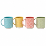Danny Home Geometric Embossed Ceramic Coffee Mug 450ml – Large Textured Tea Mug