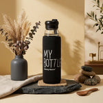 Danny Home Portable Glass Drinks Bottle 550ml – Travel Water Bottle with Black Cover