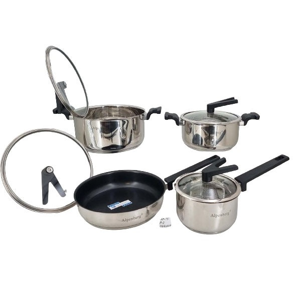 HP75 8Pcs Cook-S SS W/Glass Lid (V-Knobe)