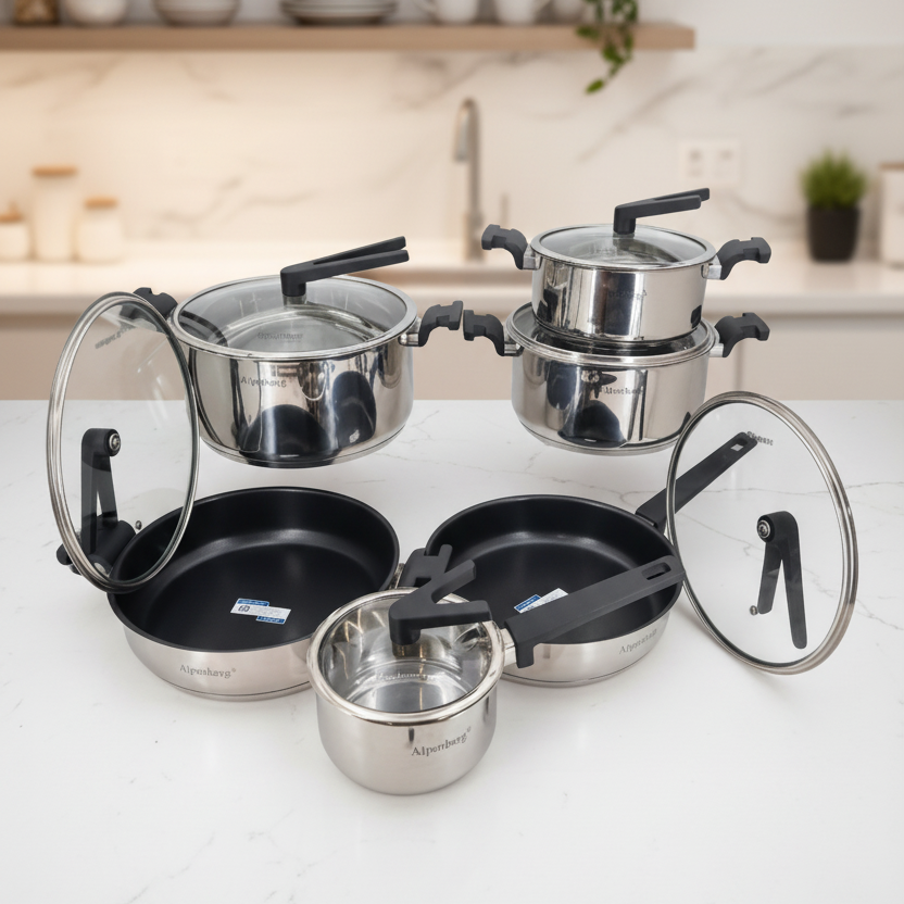 HP77 12Pcs Cook-S SS W/G-Lid (V-Knobe)