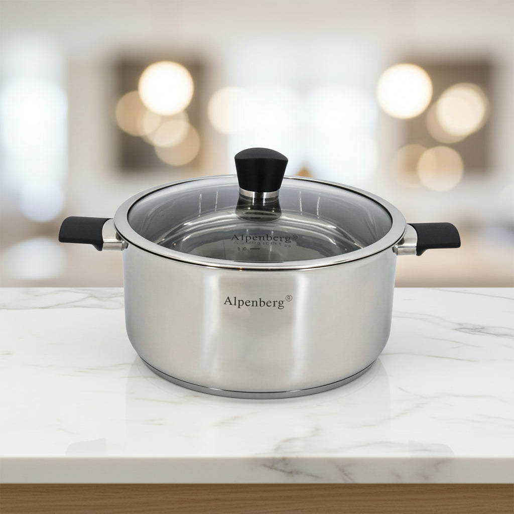 HP71 32cm/11Ltr SS Pot With Glass Lid 4c