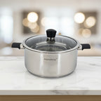 HP71 32cm/11Ltr SS Pot With Glass Lid 4c