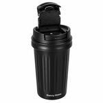 Danny Home 400ml Stainless Steel Vacuum Tumbler Mug with Ceramic Coating Interior & Leak-Proof Flip Lid Matte Black Thermal Travel Coffee