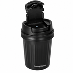 Danny Home 300ml Stainless Steel Vacuum Tumbler Mug with Ceramic Coating Interior & Leak-Proof Flip Lid Mini Matte Black Thermal Travel Coffee Cup