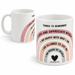 Danny Home 330ml Motivational Self-Love Affirmation Porcelain Mug with Rainbow Graphic & Gift Box Daily Positive Reminder Coffee & Tea Cup (BZ01-14)
