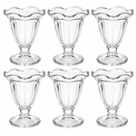 Danny Home 6-Piece 230ml Fluted Ice Cream Sundae and Dessert Glass Set with Footed Base - 1988-115