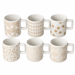 Danny Home 400ml Ceramic Coffee Mug Collection – Beige & Gold Geometric Patterns