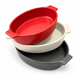 Danny Home 3-Piece Oval Ceramic Baking Dish Set with Handles Tricolor Porcelain Bakeware