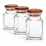 Danny Home 3Pcs Airtight Mini Glass Storage Jars with Wooden Lids (75ml) 1966-101
