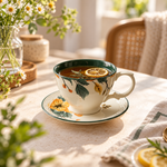 Brilliant Primrose Ceramic Tea Cup and Saucer Set 300ml – Vintage Floral 2-Piece Tea Set